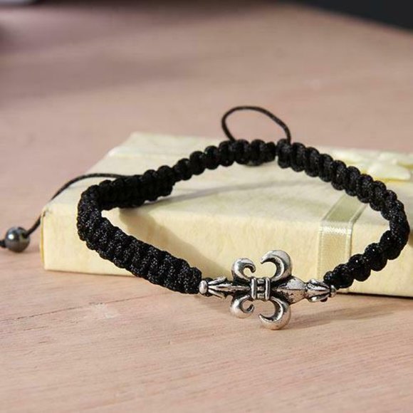 Fleur de Lis Shamballa Bracelets Brown Black Red Nola Mardi Gras French Flower - Picture 3 of 6